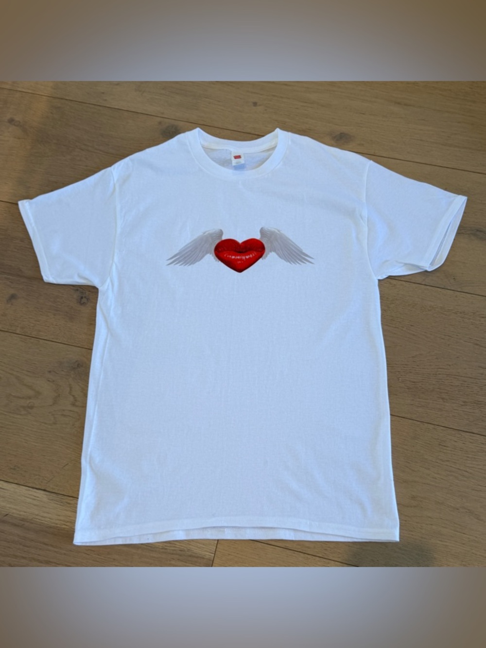 Hanes White T-Shirt with Red Logo Tag